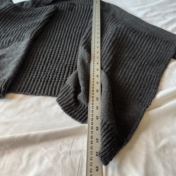 Aeropostale Long Sleeve Chunky Knit Open Front‎ Draped Cardigan Charcoal Medium - Picture 11 of 12